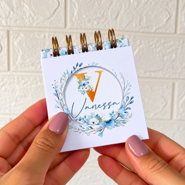Mini Calendário Floral Azul com Caixa 2027