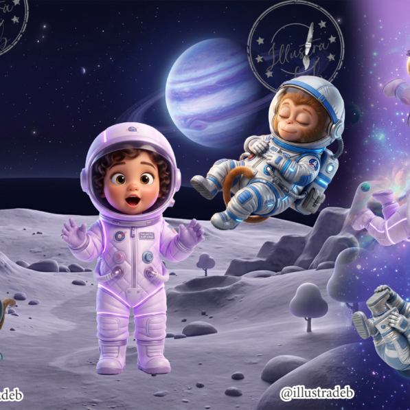Astronauta Menina e o Macaco – Kit Digital