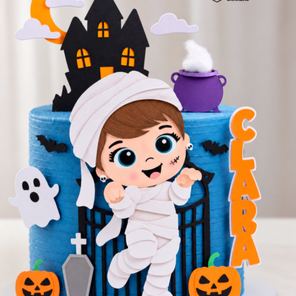 Múmia Menina Halloween Mesversário – Topo de Bolo