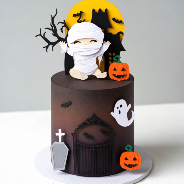 Múmia Baby Halloween Mesversário 3D – Topo de Bolo
