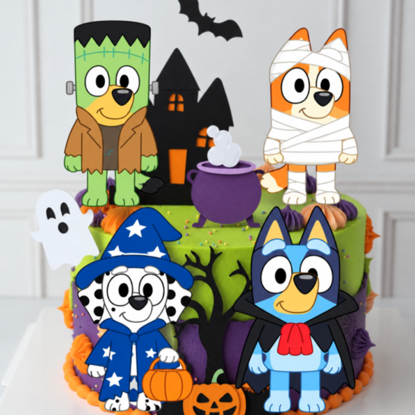 Bluey e Amigos Halloween 3D – Topo de Bolo