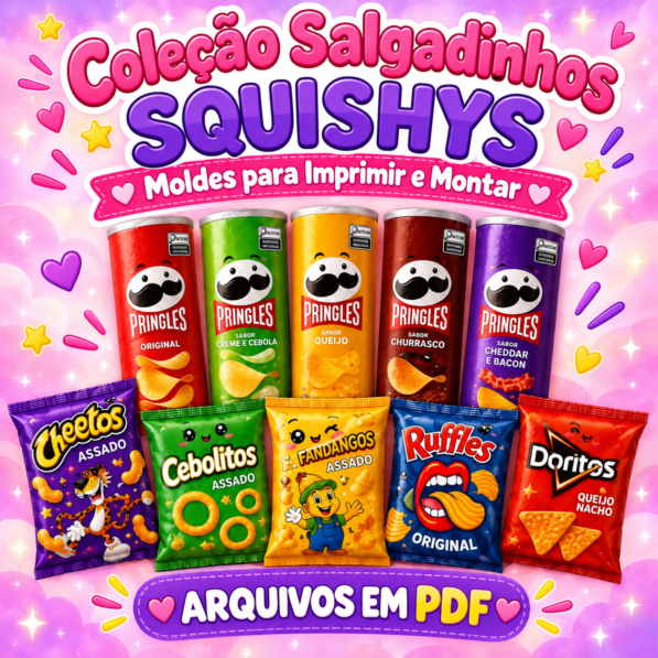 Coleção Salgadinhos Squishys – Moldes para Imprimir e Montar