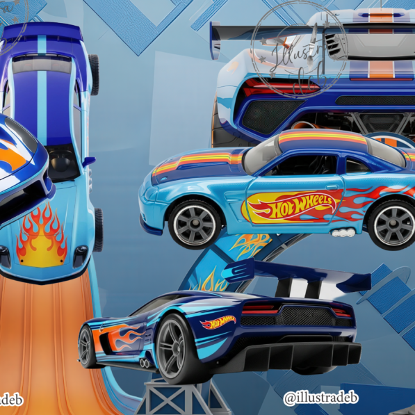 Hotwhels Azul e Cinza – Kit Digital