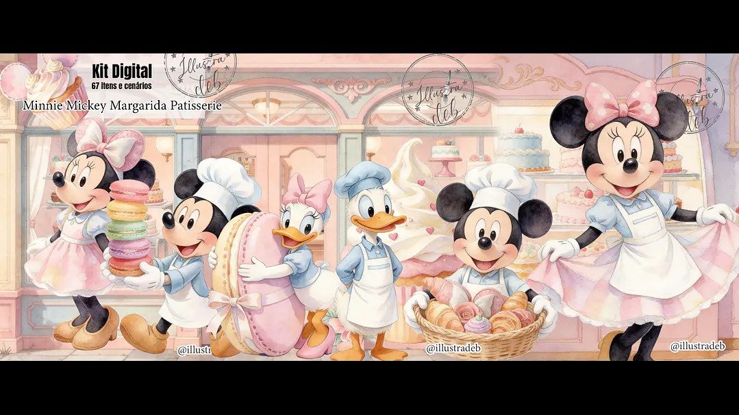 Minnie Mickey Margarida Patisserie - Kit Digital - Imagem 1