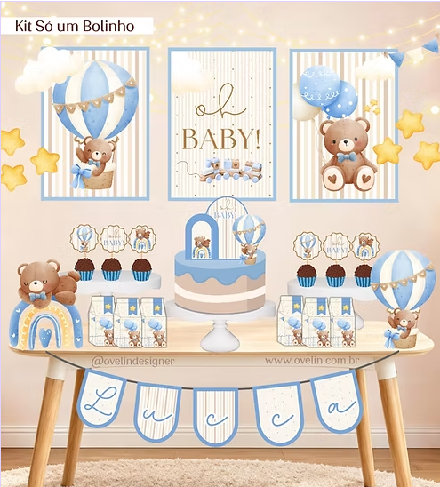 Usrinho Marrom e Azul – Kit Só Um Bolinho