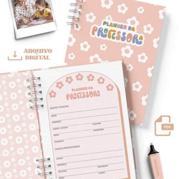Kit Planner da Professora Permanente Retrô (Bicho Papel)