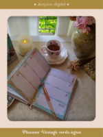 Planner Vintage Verde-Água 2027 e sem data Costura (Perfeito Miolo) - Imagem 3