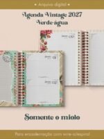 Agenda Vintage Verde-Água 2027 Wire-o (Perfeito Miolo)