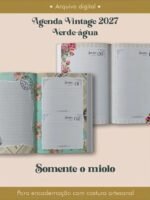 Agenda Vintage Verde-Água 2027 Costura (Perfeito Miolo)