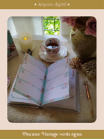 Planner Vintage Verde-Água 2027 e sem data Costura (Perfeito Miolo) - Imagem 2