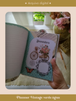 Planner Vintage Verde-Água 2027 e sem data Costura (Perfeito Miolo) - Imagem 6