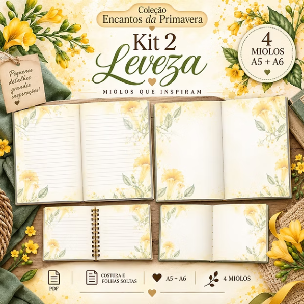 Leveza Kit 2 – Miolos A5 | A6 – Col Encantos da Primavera