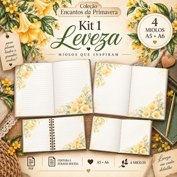Leveza Kit 1 – Miolos A5 | A6 – Col Encantos da Primavera