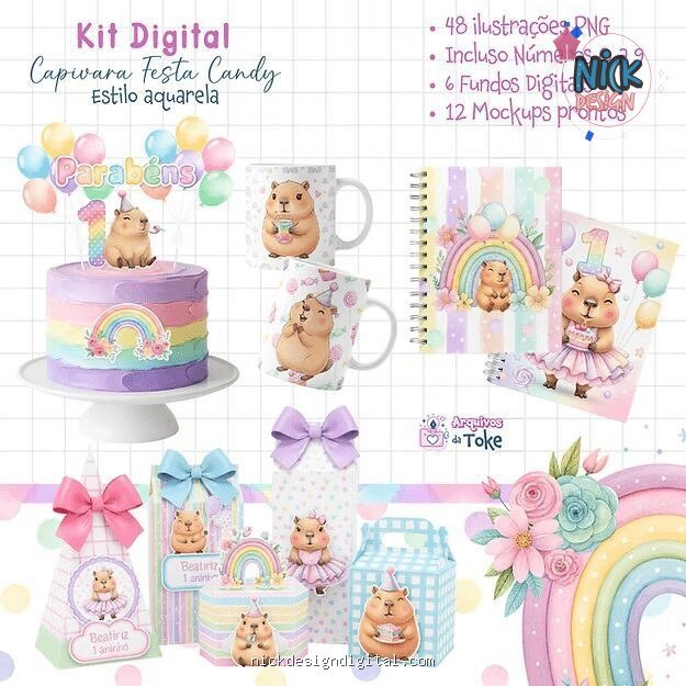 Capivara Festa Candy - Kit Digital - Imagem 1