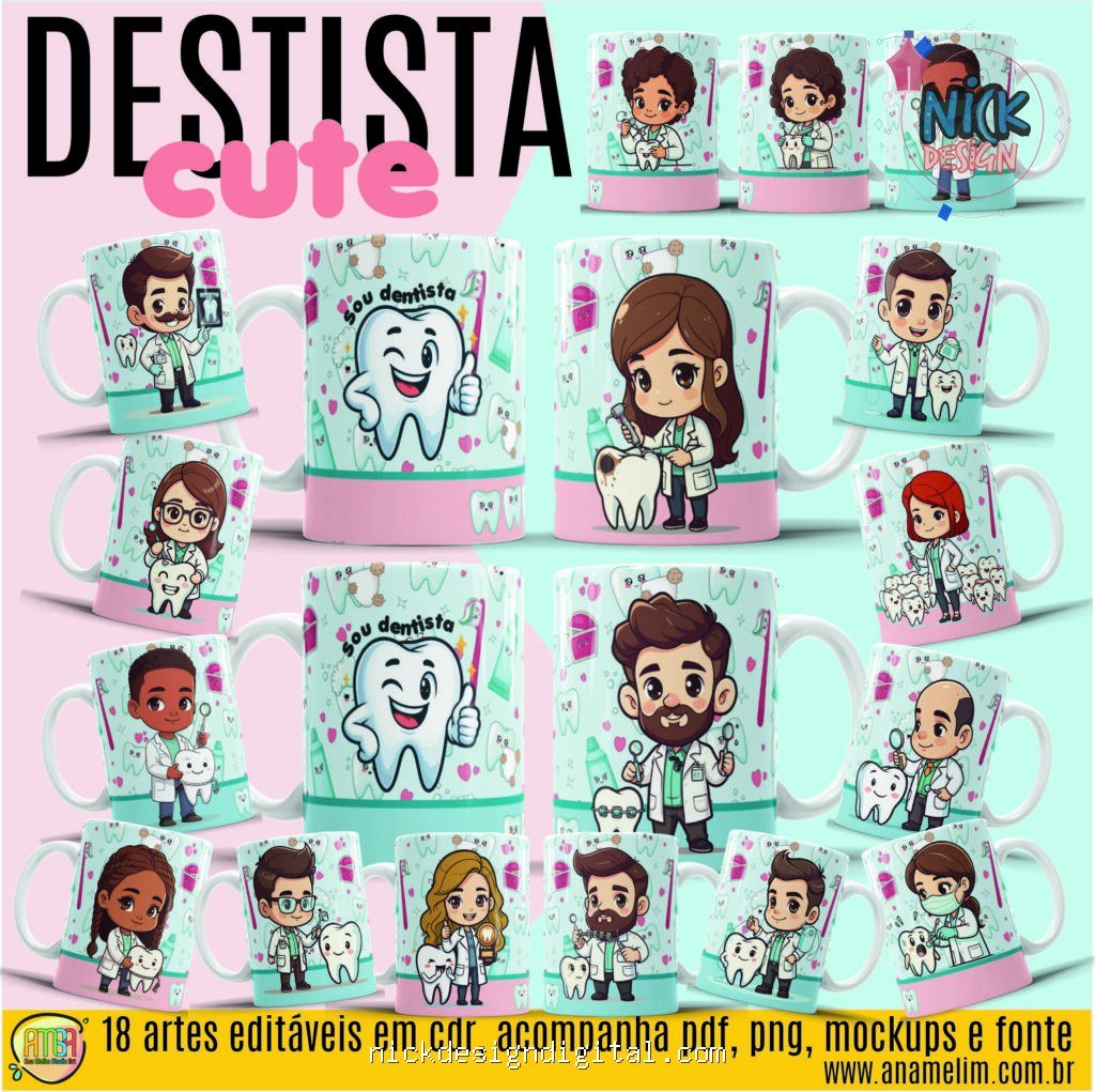 Dentista Cute - Artes para Caneca