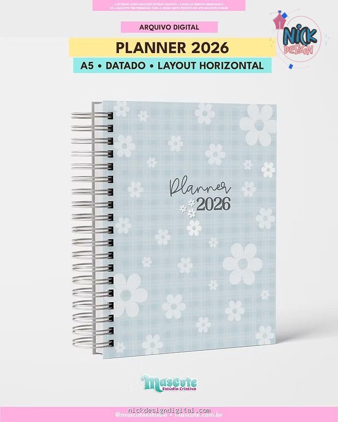 Planner Datado 2026 - A5 Horizontal - Imagem 1