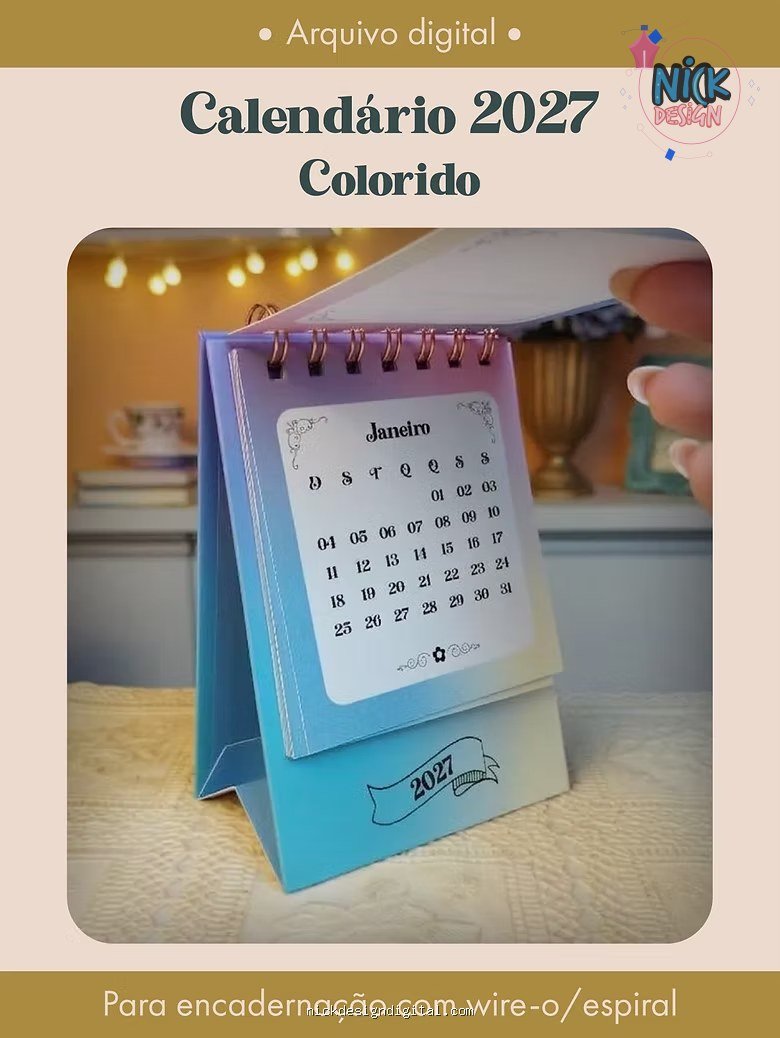 Calendário 2027 - Colorido (Perfeito Miolo) - Imagem 1