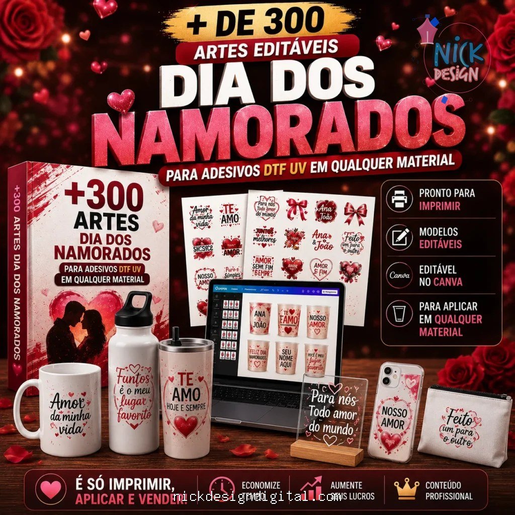 +300 Artes DTF Dia dos Namorados - Imagem 1
