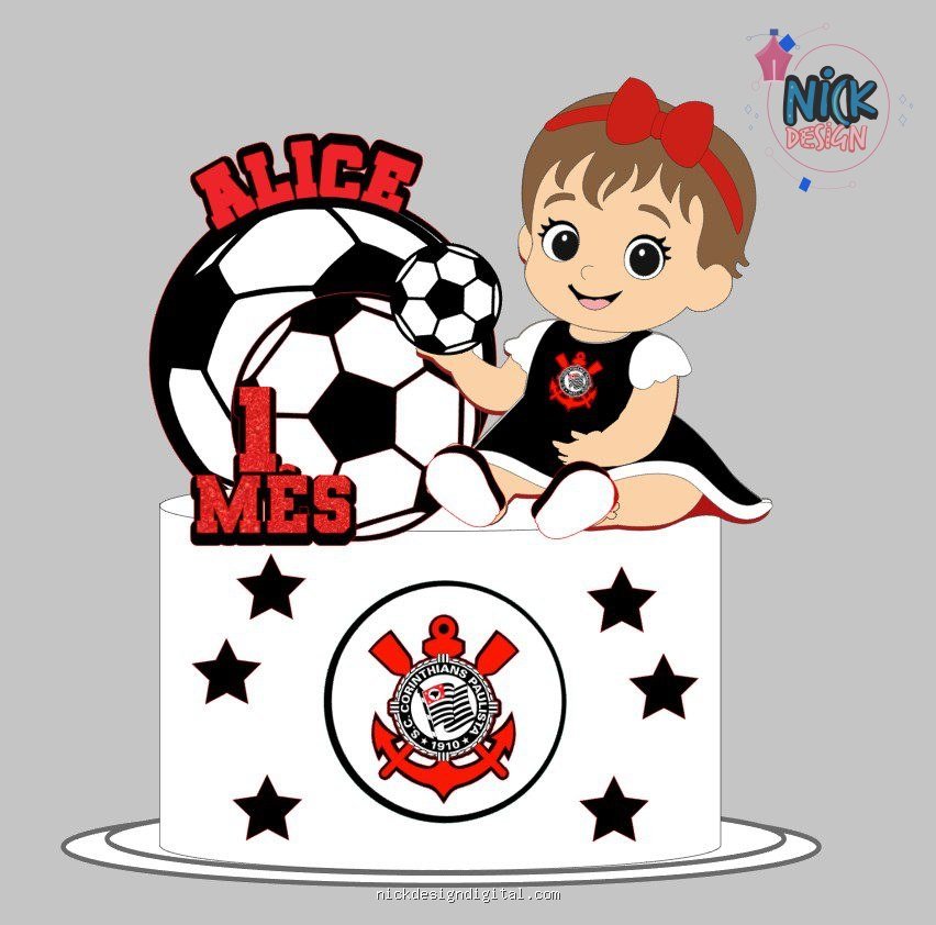 Corinthians Baby Menina - Topo de Bolo