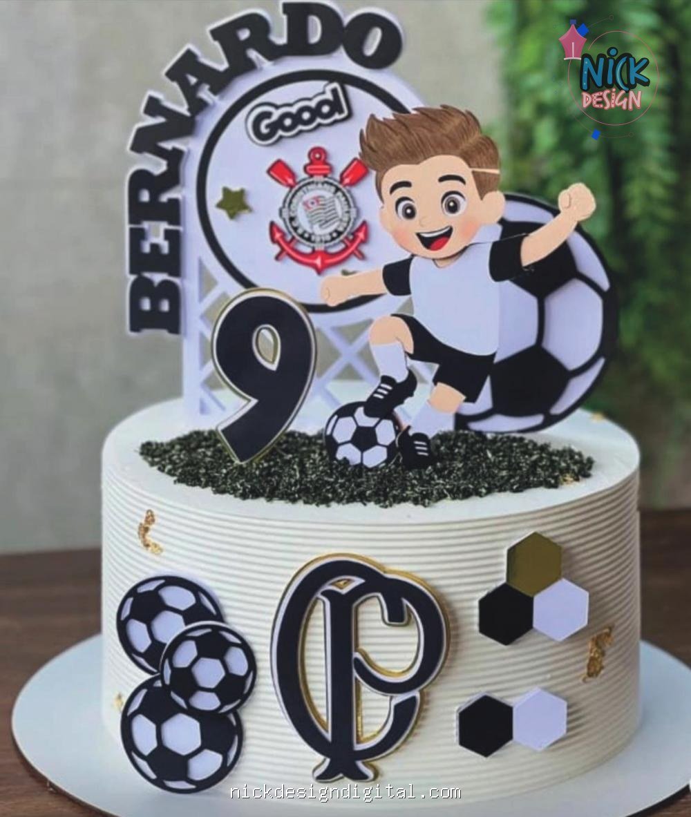 Futebol Menino Corinthians - Topo de Bolo - Imagem 1