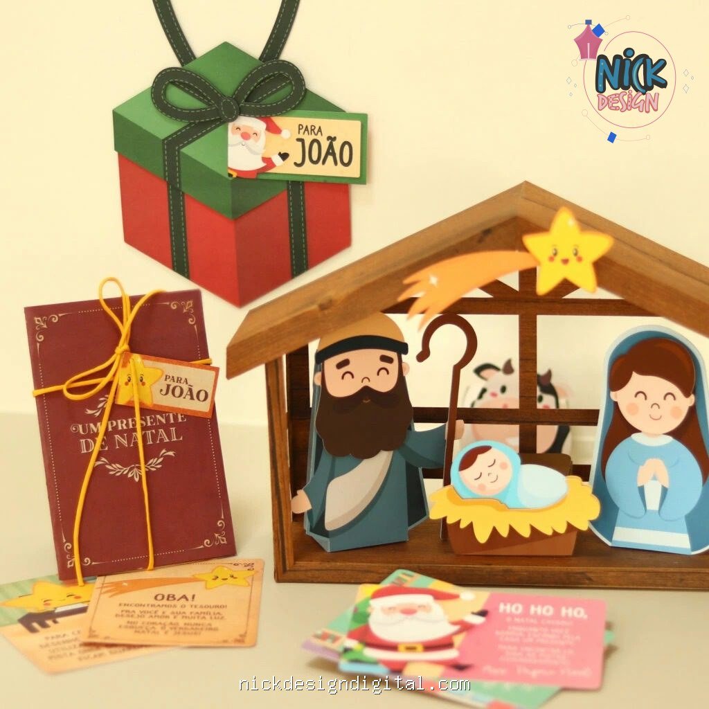 SUPER COMBO NATAL – Kit Caça ao Presente Papai Noel + Cristão + Kit Presépio