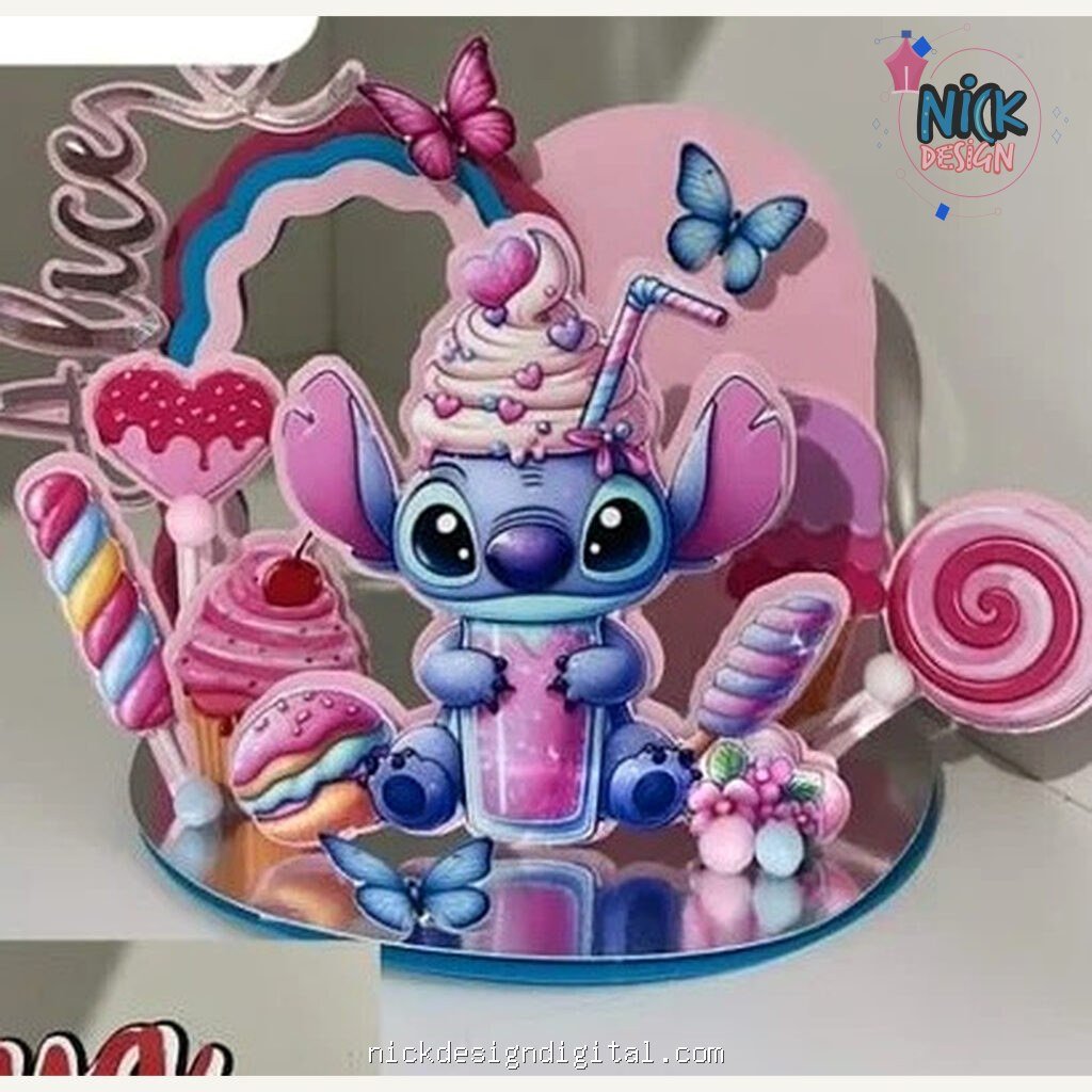 Stitch Confeiteiro - Topo de Bolo Cenário - Imagem 1