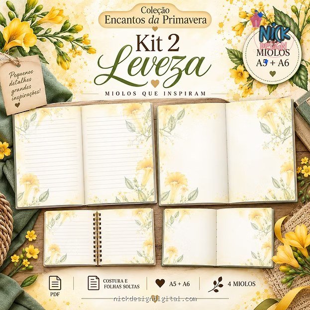 Leveza Kit 2 - Miolos A5 | A6 - Col Encantos da Primavera - Imagem 1