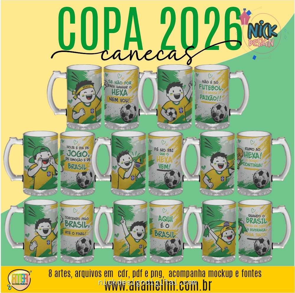Copa 2026 - Artes para Caneca Chopp - Imagem 1