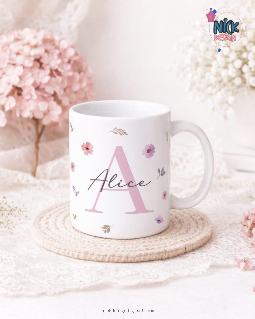 Artes Canecas Alfabeto Floral M1