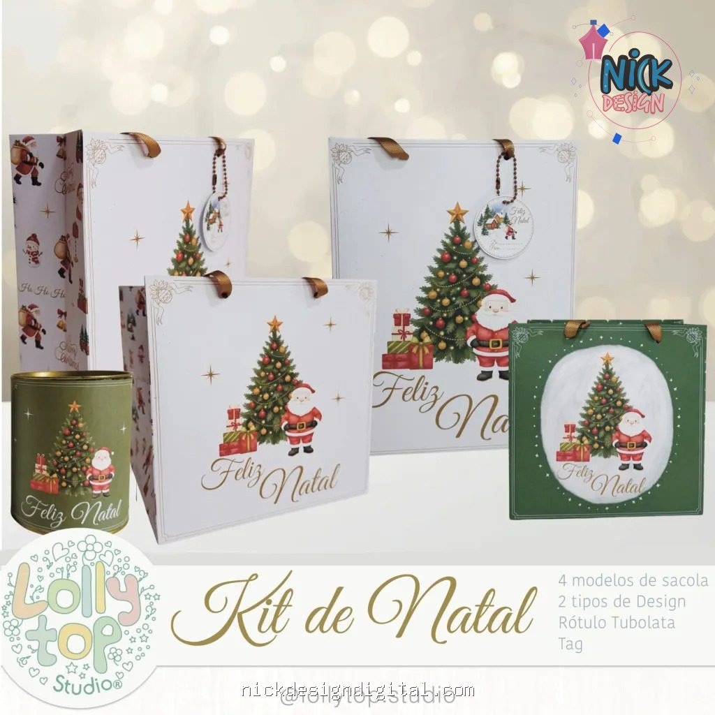 Sacolas e rotulo de Natal
