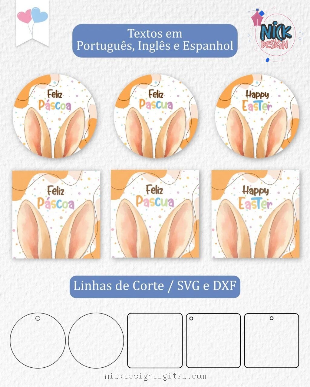 Tag e Adesivo 6cm - Feliz Páscoa - Imagem 4