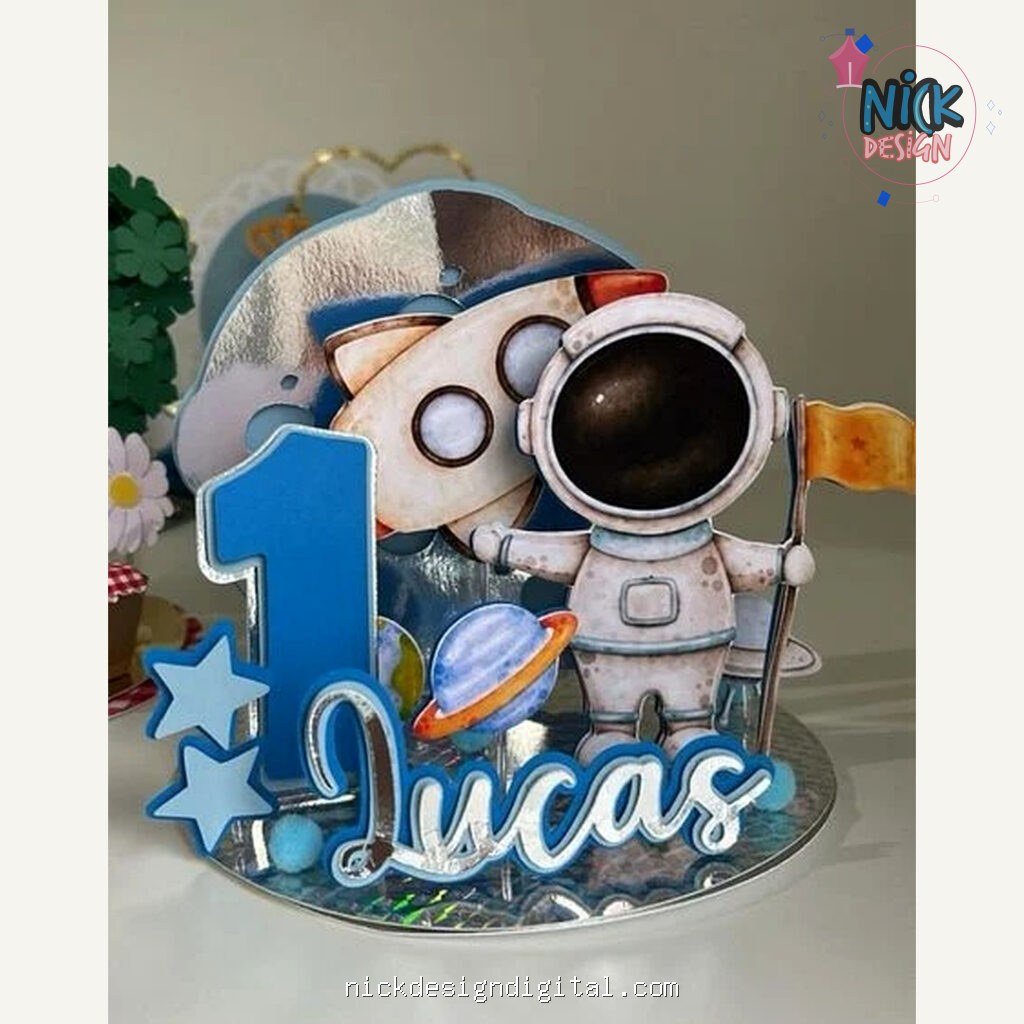 Astronauta - Topo de Bolo Cenário - Imagem 1