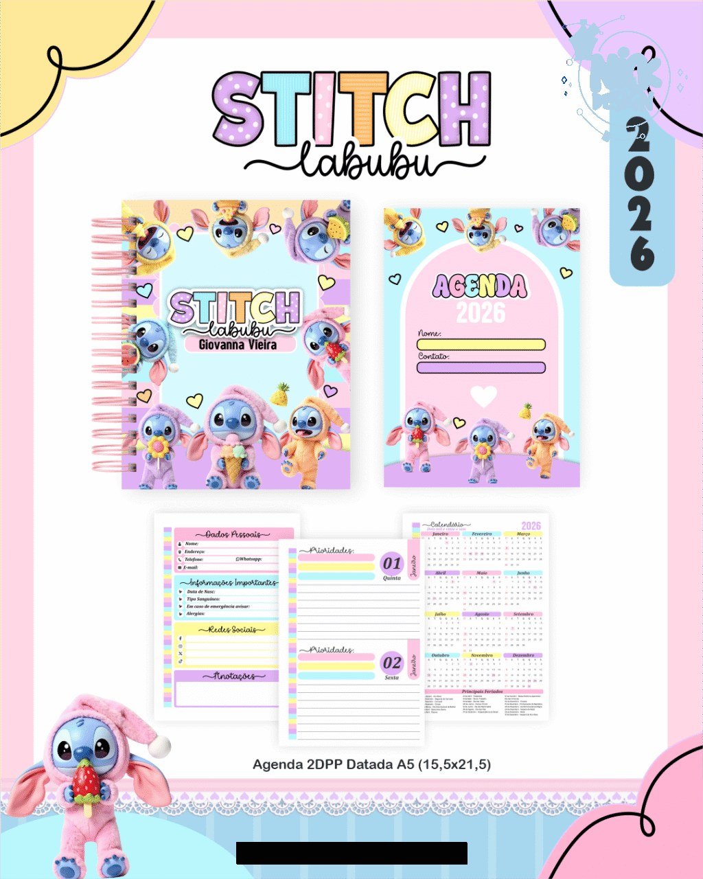 BOX Stitch Labubu - Escolar 2026 (Pamella) - Imagem 6