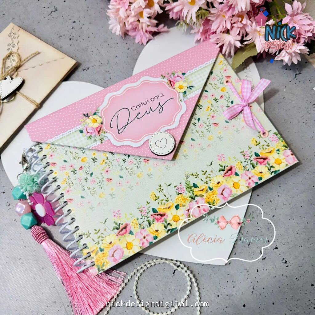Arte caderno envelope Cartas para Deus - Doce Primavera - Imagem 1