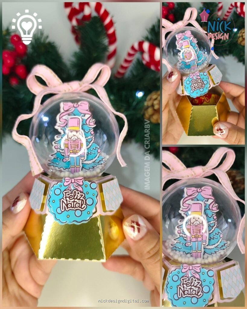Globo de Neve Rosa - Natal