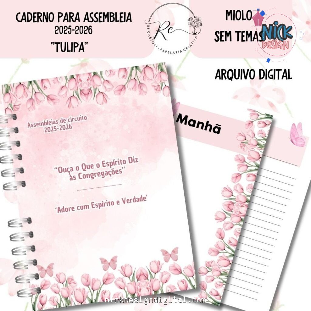 Caderno Assembleia de Circuito 2025/2026 – FLORAL ROSA S/TEMA (Re Castori) - Imagem 1