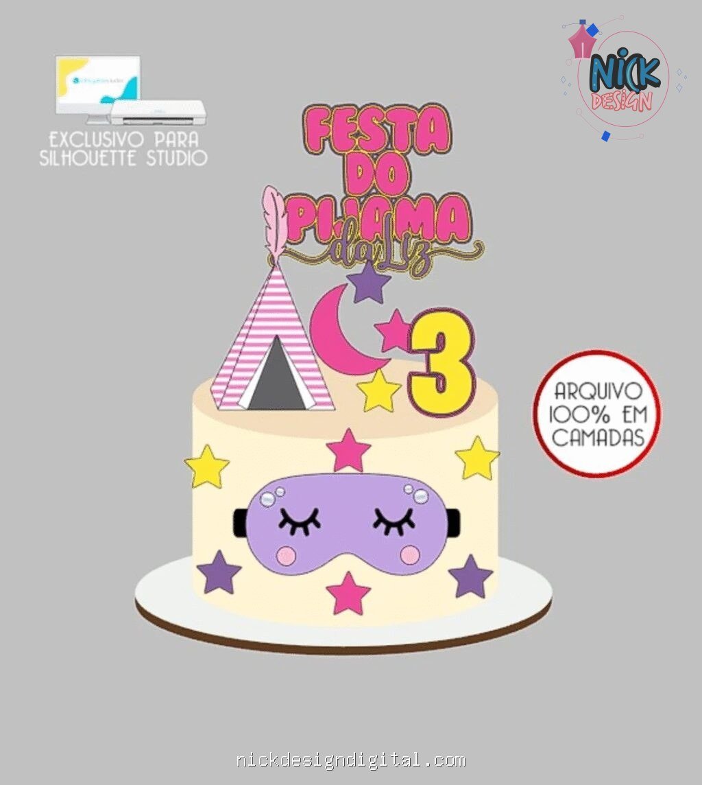 Festa do Pijama - Topo de Bolo - Imagem 1