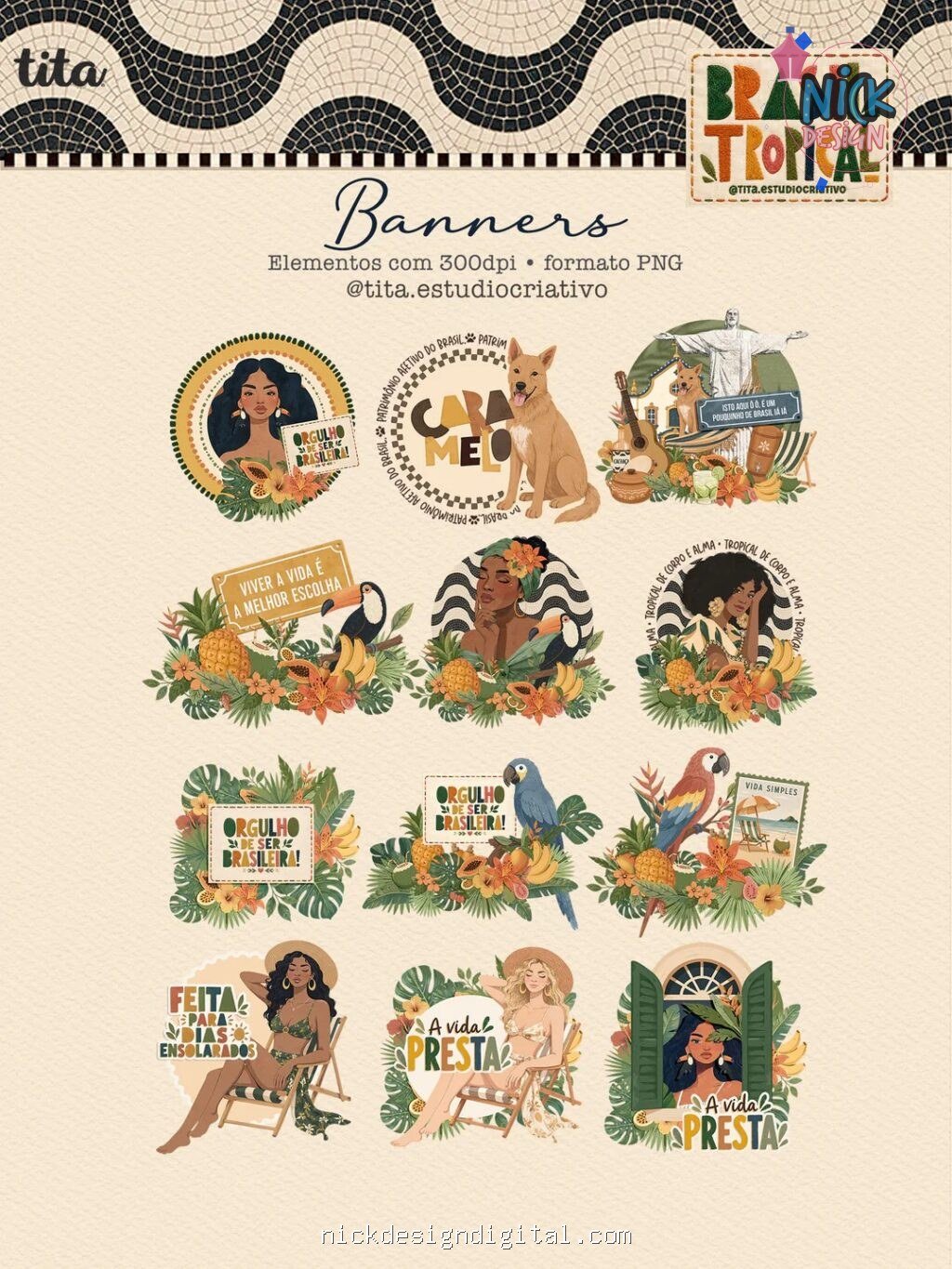 Brasil Tropical - Combão Ilustrações + Papéis (Tita) - Imagem 7