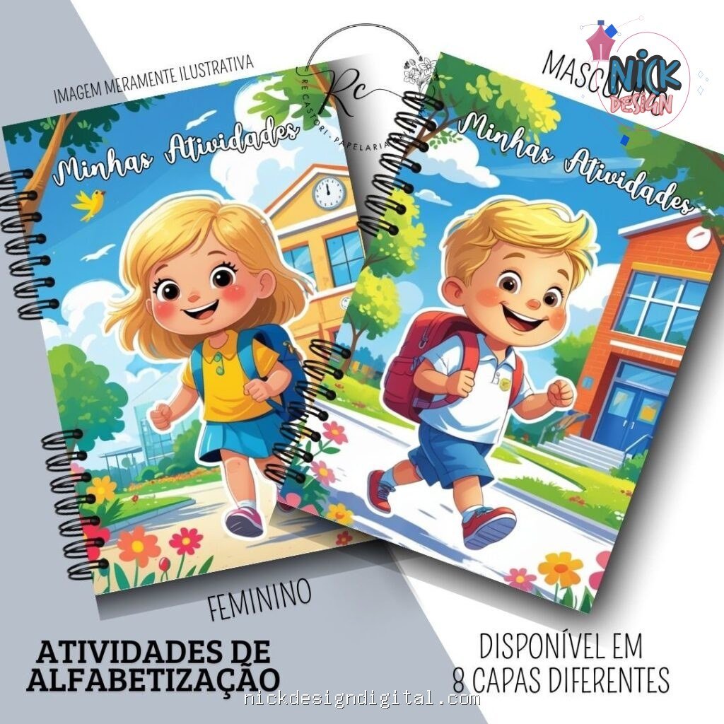 Kit Caderno com Atividades de Alfabetização Escolar – Feminino e Masculino (Re Castori) - Imagem 3