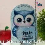 Kit mini cartão corujinha azul