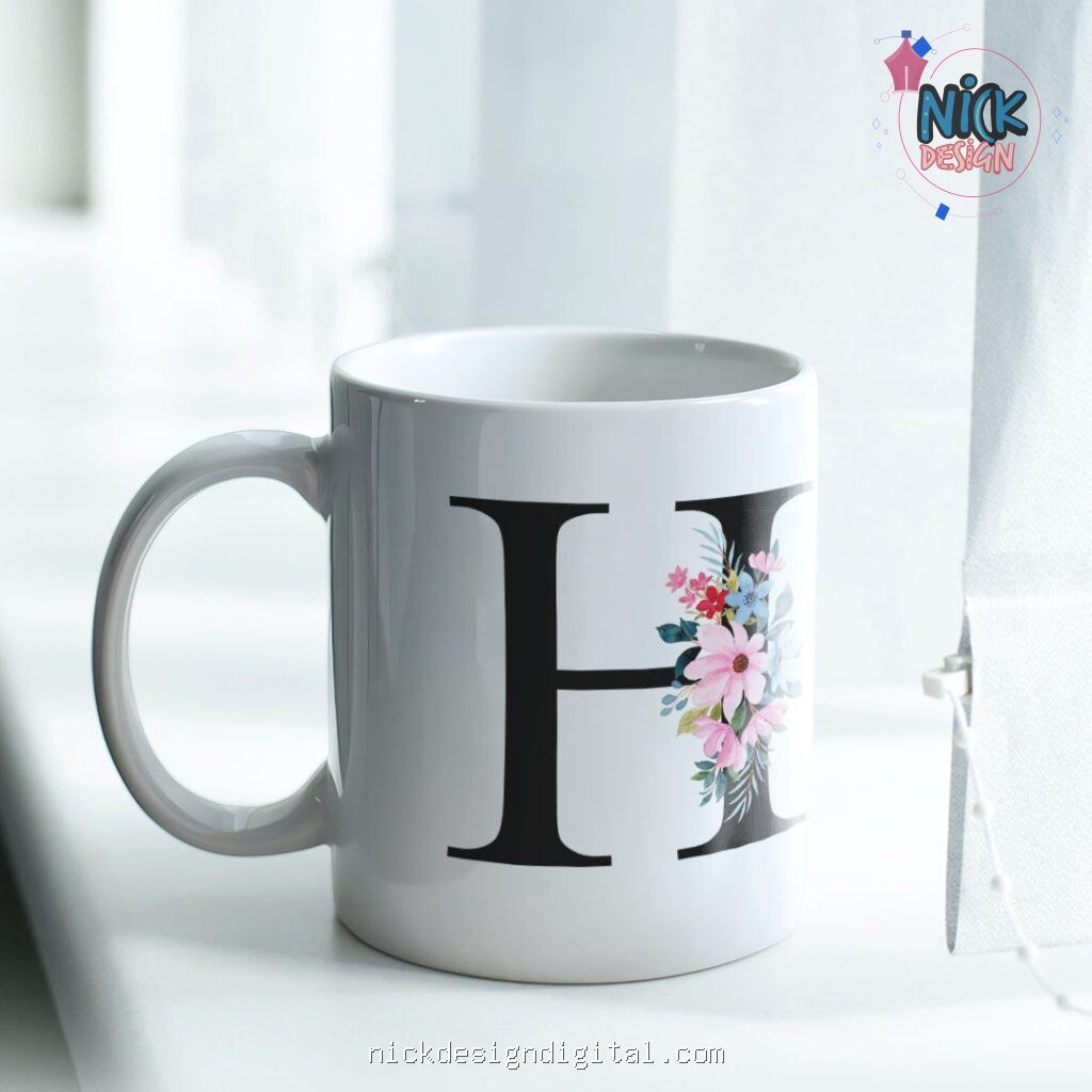 Alfabeto Floral Básico - Artes para Canecas - Imagem 3