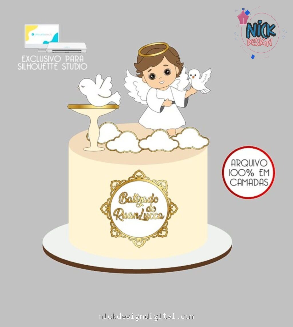 Batizado Anjinho Menino - Topo de Bolo - Imagem 1