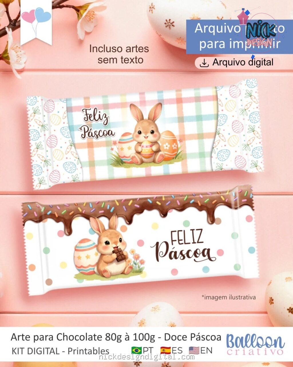 Artes para Embalagem Chocolates - Doce Páscoa - Imagem 1