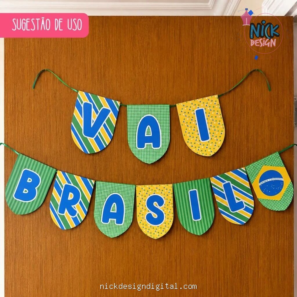 Bandeirolas e Tag para copos decoração Brasil copa 2026 - Imagem 1
