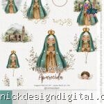 Ilustrações Nossa Senhora Aparecida 6 - Kit Digital (Carinas Paper)