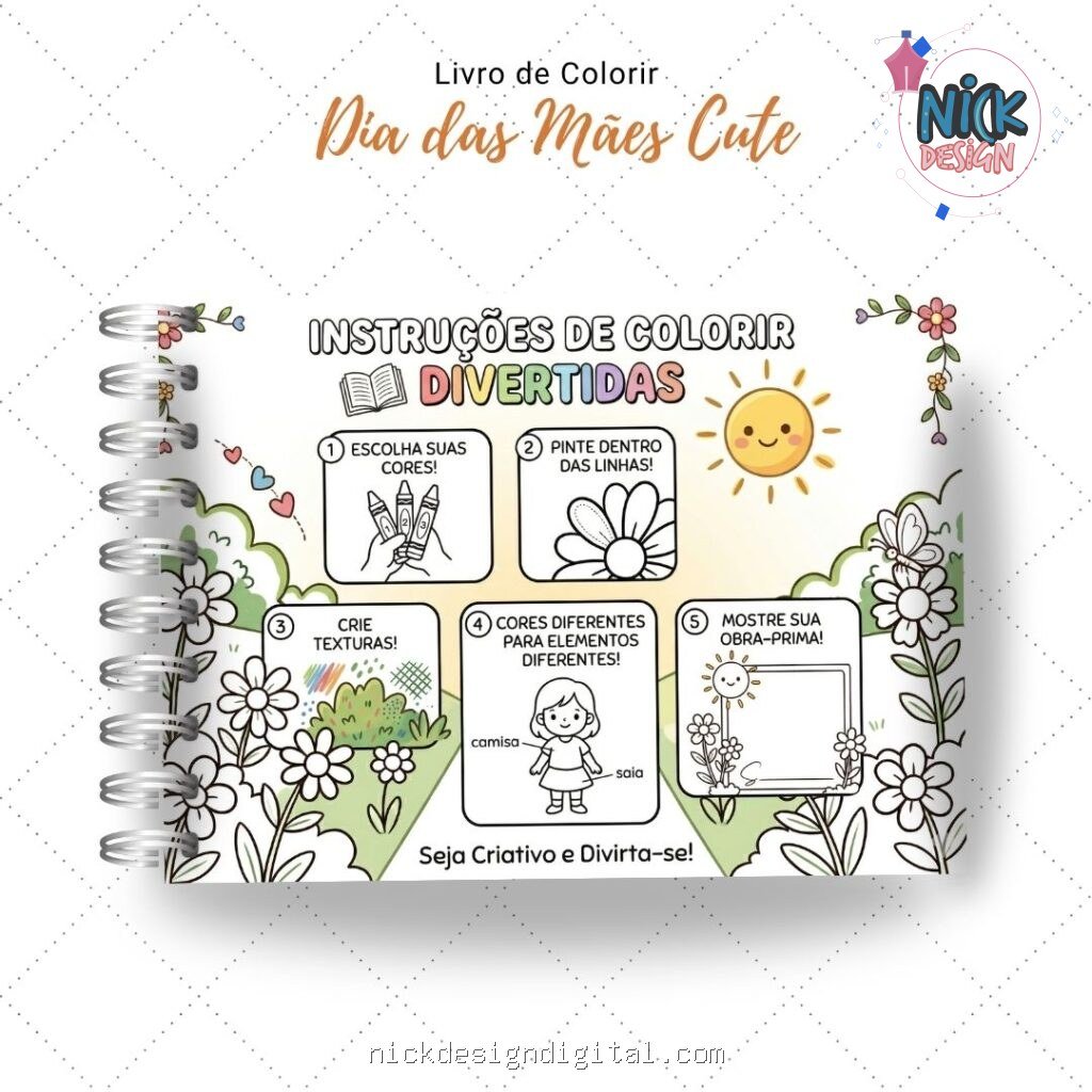 Dia das Mães Cute  - Livro de Colorir (Nick Design) - Imagem 9