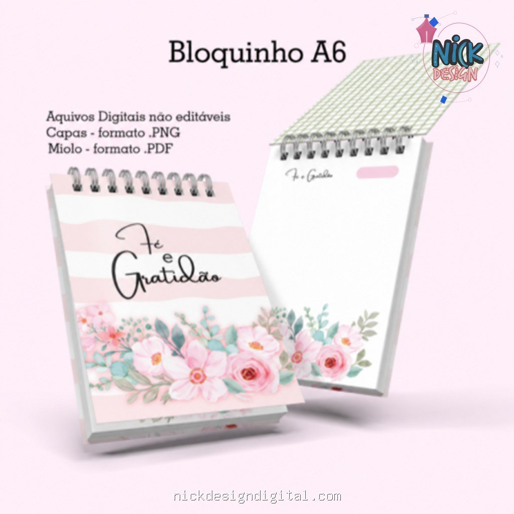 Gratidão Floral Rosa – Caderno Pautado A5 + Bloquinho A6 - Imagem 2