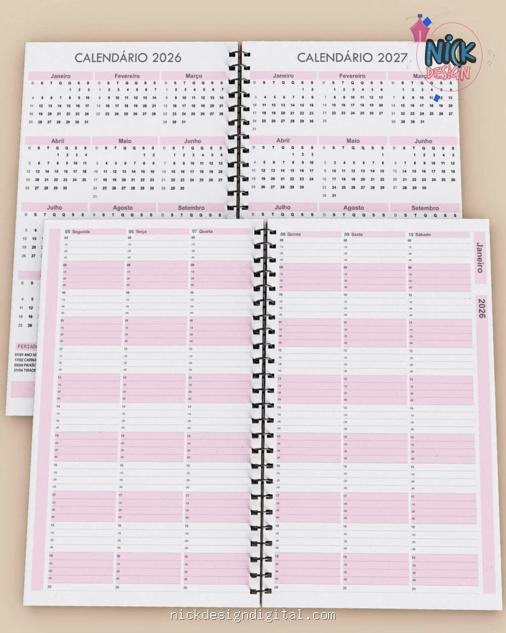 Kit Agendamento Semanal 2026 de 15 em 15 minutos em 3 Cores (Bicho Papel) - Imagem 3
