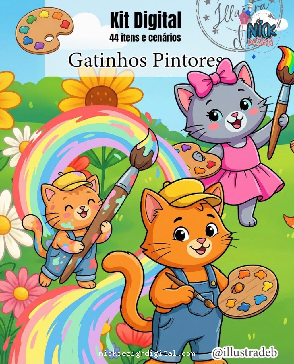 Gatinhos Pintores - Kit Digital - Imagem 1