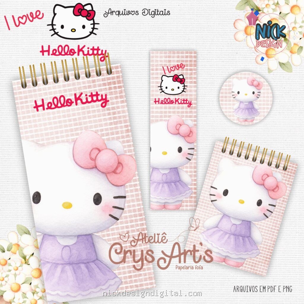 Kit Hello Kitty 1 - Encadernação (Crys Arts) - Imagem 2